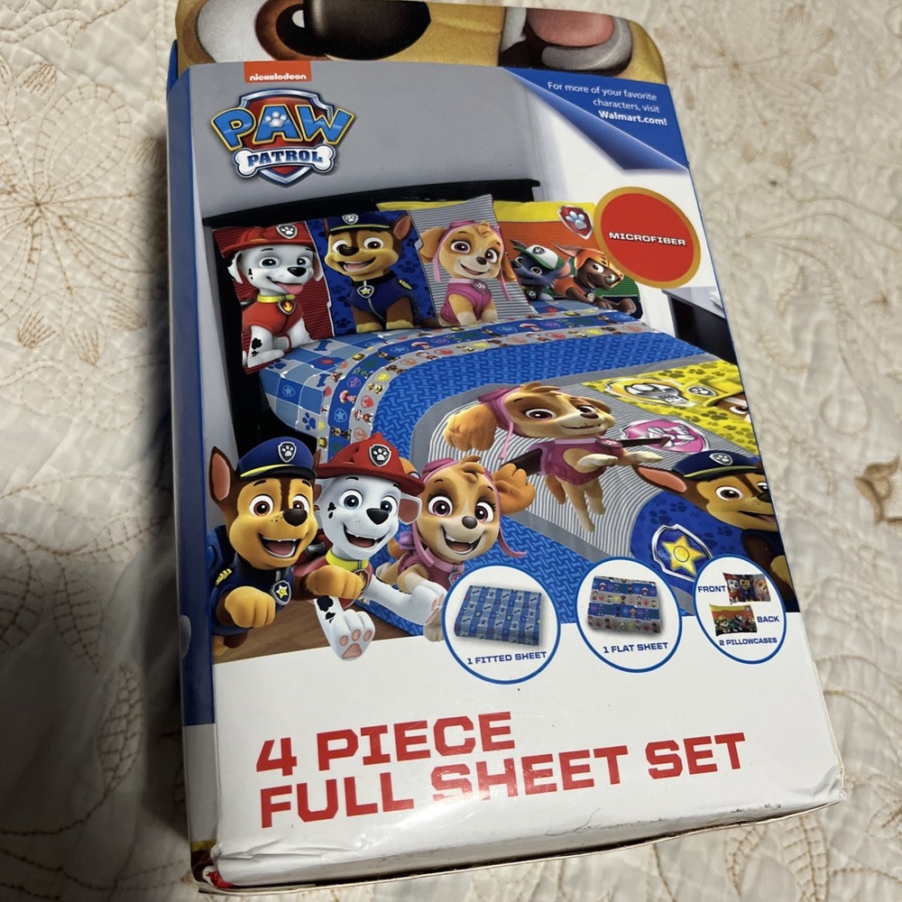 Paw Patrol Four Piece Full Sheet Set New In Package Nickelodeon